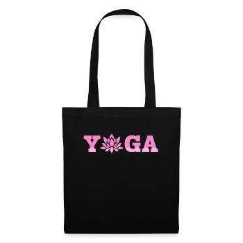 Yoga Lettering with Lotus Flower Yoga - Stoffbeutel - Schwarz - Vorne
