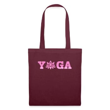 Yoga Lettering with Lotus Flower Yoga - Stoffbeutel - Burgunderrot - Vorne