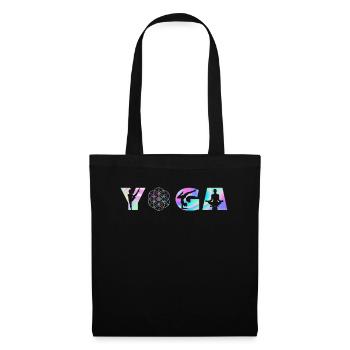 Yoga Lettering with Lotus Flower Yoga - Stoffbeutel - Schwarz - Vorne