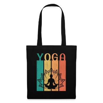 Retro Lotus Flower Meditating Yoga - Stoffbeutel - Schwarz - Vorne