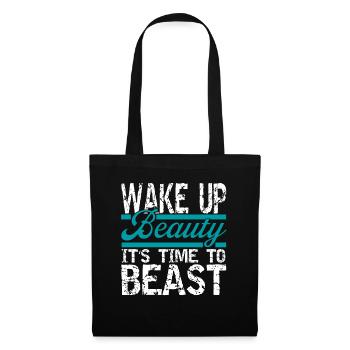 Wake up Beauty Fitness Gym Bodybuilding - Stoffbeutel - Schwarz - Vorne