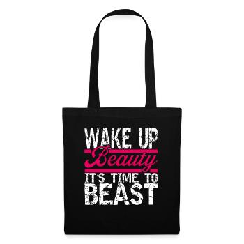 Wake up Beauty Fitness Gym Bodybuilding - Stoffbeutel - Schwarz - Vorne
