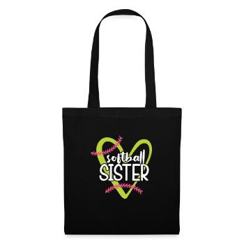 Softball Schwester Baseball Bruder Sport Geschenk - Stoffbeutel - Schwarz - Vorne