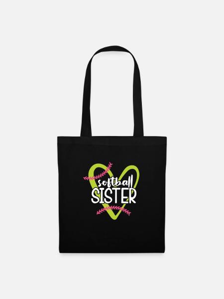 Softball Schwester Baseball Bruder Sport Geschenk - Stoffbeutel - Schwarz