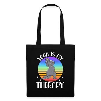 Le yoga est ma thérapie Cat Yoga - Sac en tissu - noir - Devant