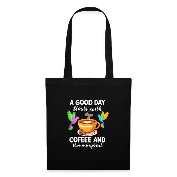 Kaffee Kolibri Koffein Espresso Barista Geschenk - Stoffbeutel - Schwarz - Vorne