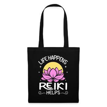 Life Happens Reiki Helps Lotus Reiki - Stoffbeutel - Schwarz - Vorne