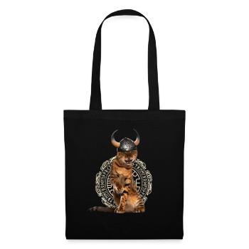 Funny Viking Cat Valhalla Nordic Warroir - Tote Bag - black - Front