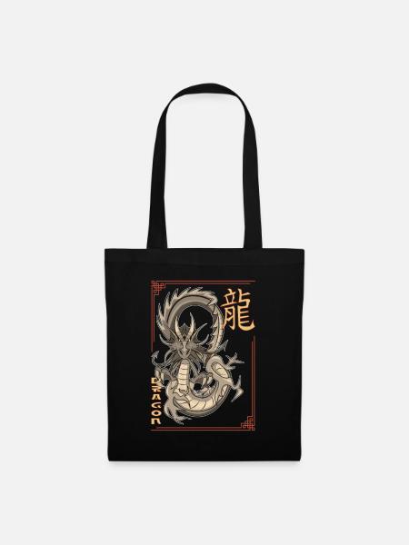Drache Drago wyvern dragon Japan Geschenk - Stoffbeutel - Schwarz