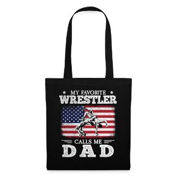 Mon lutteur préféré m’appelle papa drapeau américain - Sac en tissu - noir - Devant