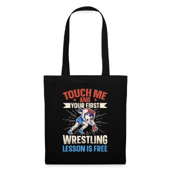 Touchez-moi et votre première leçon de lutte est gratuite - Sac en tissu - noir - Devant