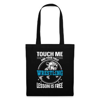 Touchez-moi et votre première leçon de lutte est gratuite - Sac en tissu - noir - Devant