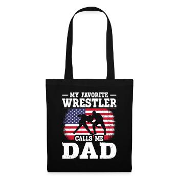 Mon lutteur préféré m’appelle papa drapeau américain - Sac en tissu - noir - Devant