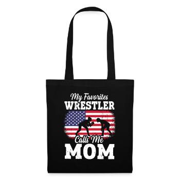 Mon lutteur préféré m’appelle maman drapeau américain - Sac en tissu - noir - Devant