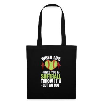 Joueur de softball Baseball Sport Pitcher Cadeau - Sac en tissu - noir - Devant