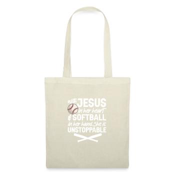 Softball Jesus Baseball Religion Sports Gift - Sac en tissu - nature - Devant