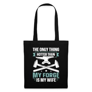 Hotter Than My Forge Is My Wife Anvil Blacksmith - Tote Bag - black - Front