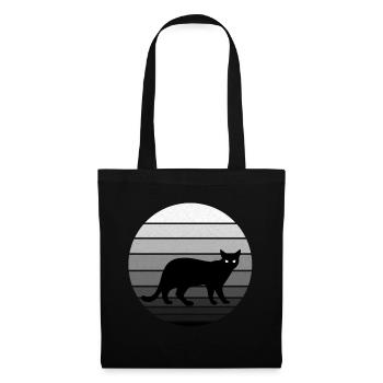 Mignon chat noir au look vintage / rétro - Sac en tissu - noir - Devant