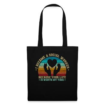 Parce que ta vie vaut mon temps Travailleur social - Sac en tissu - noir - Devant