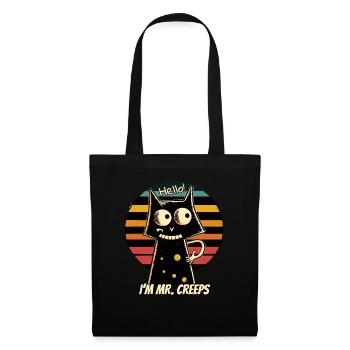Chat effrayant dans un style rétro - Sac en tissu - noir - Devant