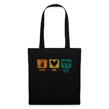 Peace - Love - Socialwork Social Worker - Tote Bag - black - Front