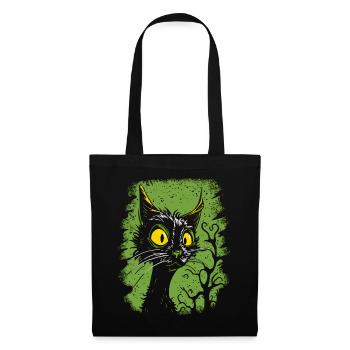 Chat de dessin animé vintage surpris - Sac en tissu - noir - Devant