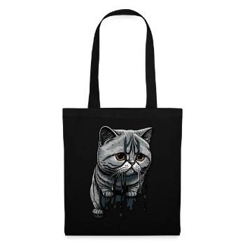 Colored drops and cute cat - Tote Bag - black - Front