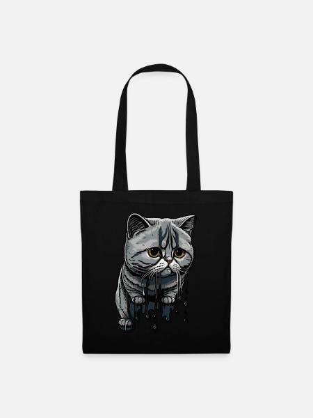 Gocce colorate e simpatico gatto - Borsa di stoffa - nero