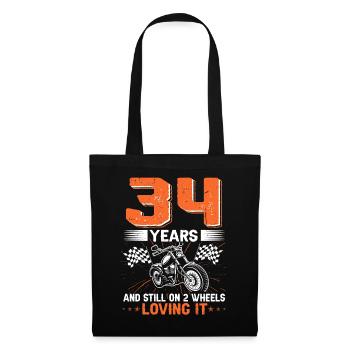 34 Years And Still On 2 Wheels 34th Birthday - Stoffbeutel - Schwarz - Vorne