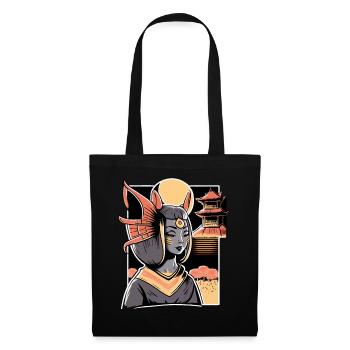 Chat Femme Et Sanctuaire Japonais Paysage - Sac en tissu - noir - Devant