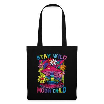 Stay Wild Moon Child Hippie Mushroom - Stoffbeutel - Schwarz - Vorne
