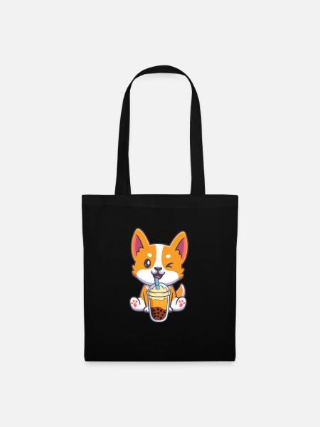 Bubble Tea Corgi - Tote Bag - black
