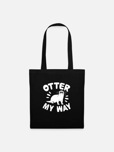 Otter Seeotter Fischotter Geschenk - Stoffbeutel - Schwarz