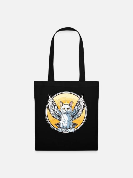 Chat avec des ailes - Sac en tissu - noir