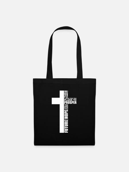 Bibel Bibelvers Christliche Sprüche Jesus Geschenk - Stoffbeutel - Schwarz
