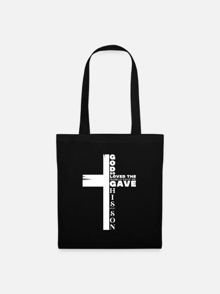 Bibel Bibelvers Christliche Sprüche Jesus Geschenk - Stoffbeutel - Schwarz