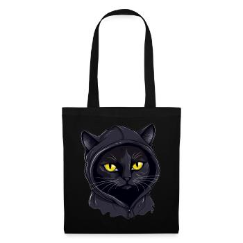 Katzenkopf Schwarze Katze Bombay Happy Cat Katzen - Stoffbeutel - Schwarz - Vorne