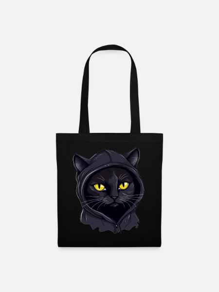 Tête de chat Noir Chat Bombay Chat heureux Chats - Sac en tissu - noir