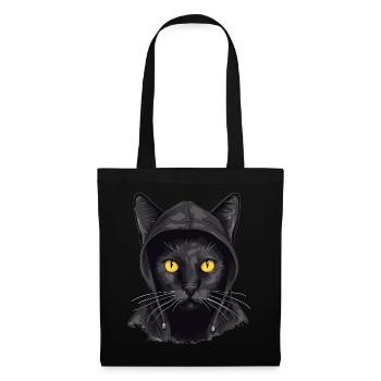 Katzenkopf Schwarze Katze Bombay Happy Cat Katzen - Stoffbeutel - Schwarz - Vorne