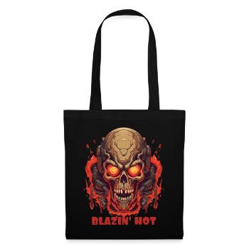 Crâne de feu brûlant flamboyant Crâne - Sac en tissu - noir - Devant
