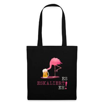 Es eskaliert eh Flamingo Party Bier - Stoffbeutel - Schwarz - Vorne