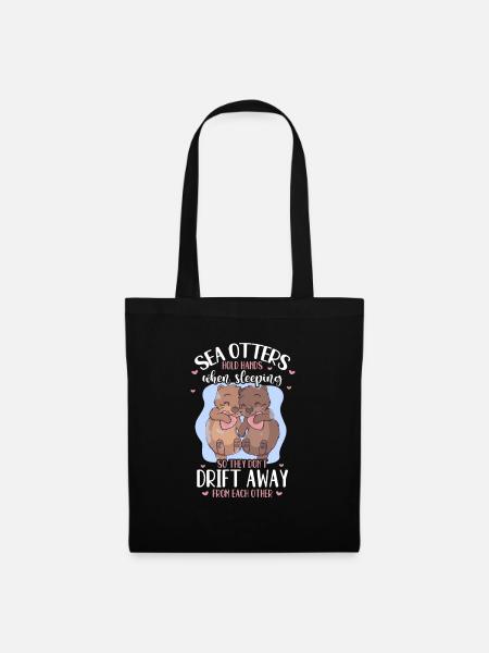 Otter Seeotter Fischotter Geschenk - Stoffbeutel - Schwarz