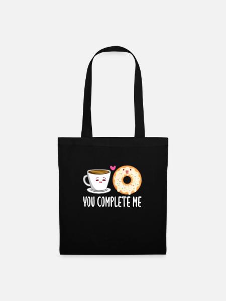 Kaffee Donut Koffein Espresso Barista Geschenk - Stoffbeutel - Schwarz