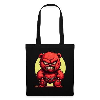 Angry Plush Bear Toy Bear - Tote Bag - black - Front