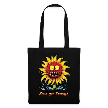 Verrückte Sonnenblume Cartoon - Stoffbeutel - Schwarz - Vorne