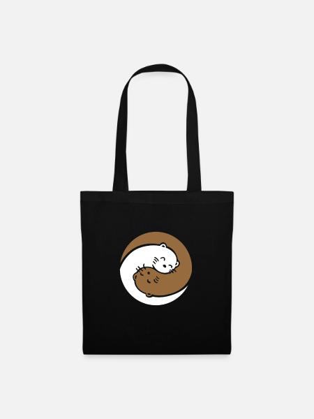 Otter Seeotter Fischotter Geschenk - Stoffbeutel - Schwarz