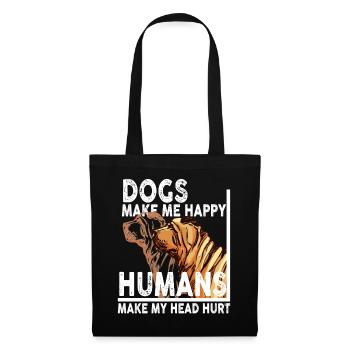 Les chiens me rendent heureux humain me font mal à la tête Doglove - Sac en tissu - noir - Devant