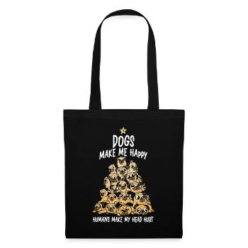 Les chiens me rendent heureux humain me font mal à la tête Doglove - Sac en tissu - noir - Devant