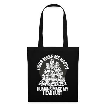 Les chiens me rendent heureux humain me font mal à la tête Doglove - Sac en tissu - noir - Devant