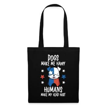 Les chiens me rendent heureux humain me font mal à la tête Doglove - Sac en tissu - noir - Devant